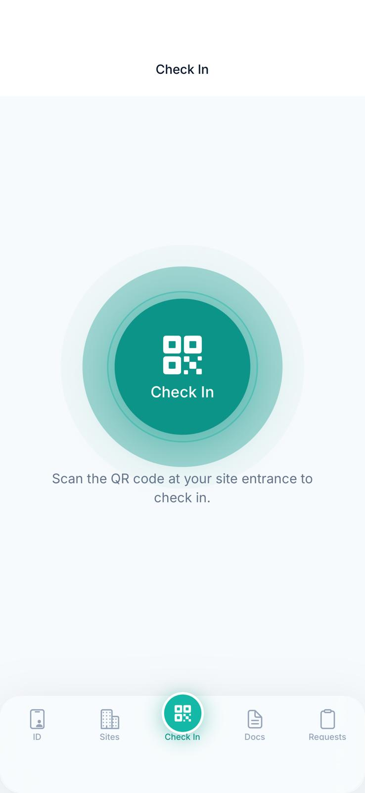 Crewva worker app check-in screen